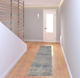 2' X 8' Ivory And Blue Oriental Power Loom Non Skid Runner Rug - Homeroots - Flyclothing LLC