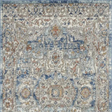 3' X 5' Ivory And Blue Oriental Power Loom Non Skid Area Rug - Homeroots