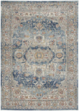 4' X 6' Ivory And Blue Oriental Power Loom Non Skid Area Rug - Homeroots