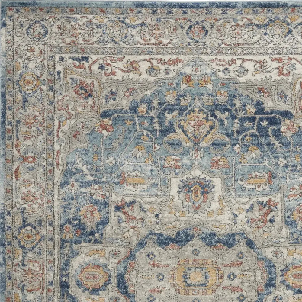 4' X 6' Ivory And Blue Oriental Power Loom Non Skid Area Rug - Homeroots - Flyclothing LLC