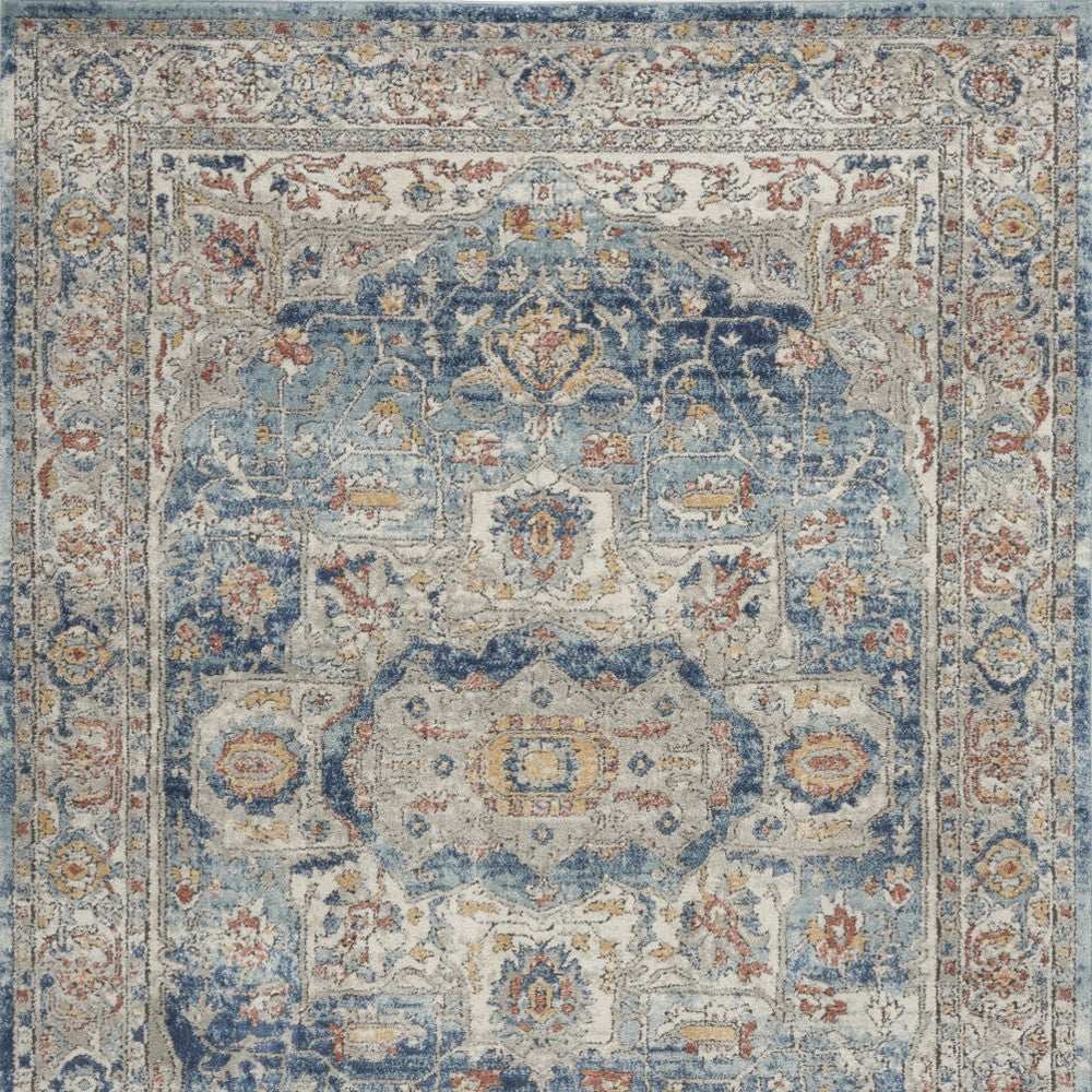 4' X 6' Ivory And Blue Oriental Power Loom Non Skid Area Rug - Homeroots - Flyclothing LLC