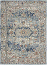 5' X 7' Ivory And Blue Oriental Power Loom Non Skid Area Rug - Homeroots - Flyclothing LLC