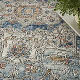 5' X 7' Ivory And Blue Oriental Power Loom Non Skid Area Rug - Homeroots - Flyclothing LLC