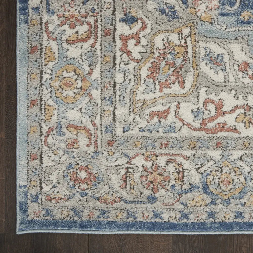 5' X 7' Ivory And Blue Oriental Power Loom Non Skid Area Rug - Homeroots - Flyclothing LLC