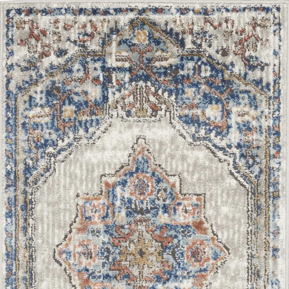 2' X 4' Blue And Grey Oriental Power Loom Non Skid Area Rug - Homeroots - Flyclothing LLC