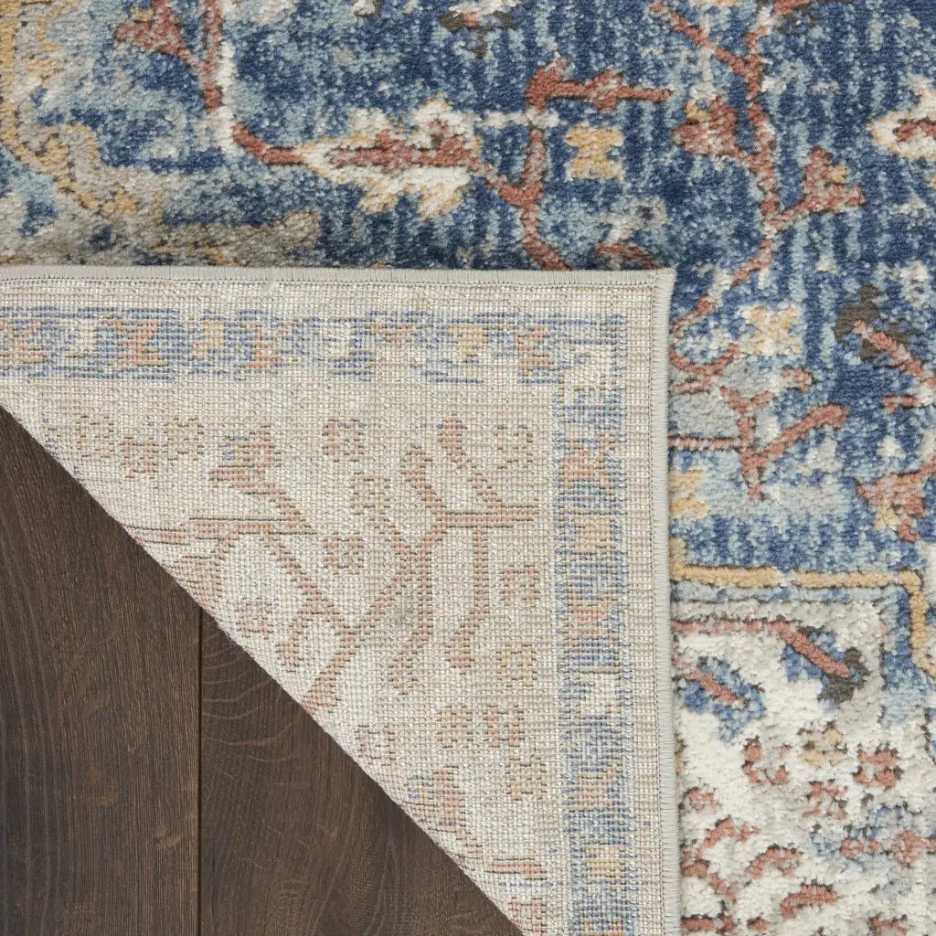 2' X 8' Blue And Grey Oriental Power Loom Non Skid Runner Rug - Homeroots - Flyclothing LLC