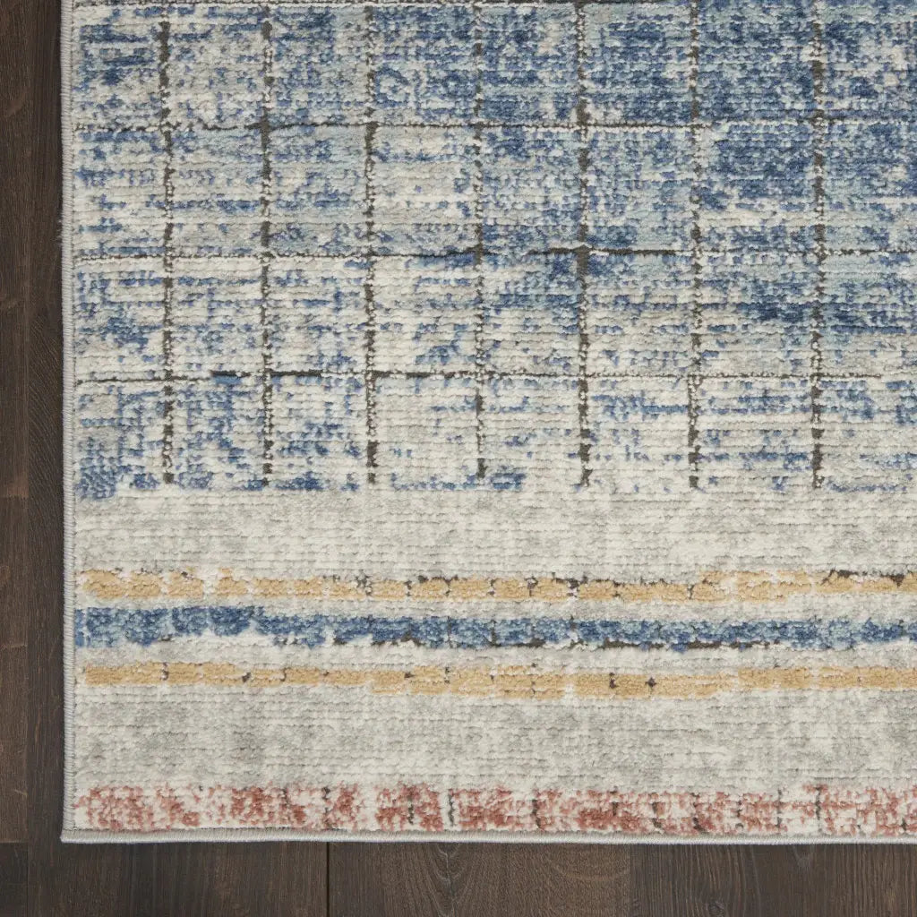 2' X 4' Blue Abstract Power Loom Distressed Non Skid Area Rug - Homeroots - Flyclothing LLC