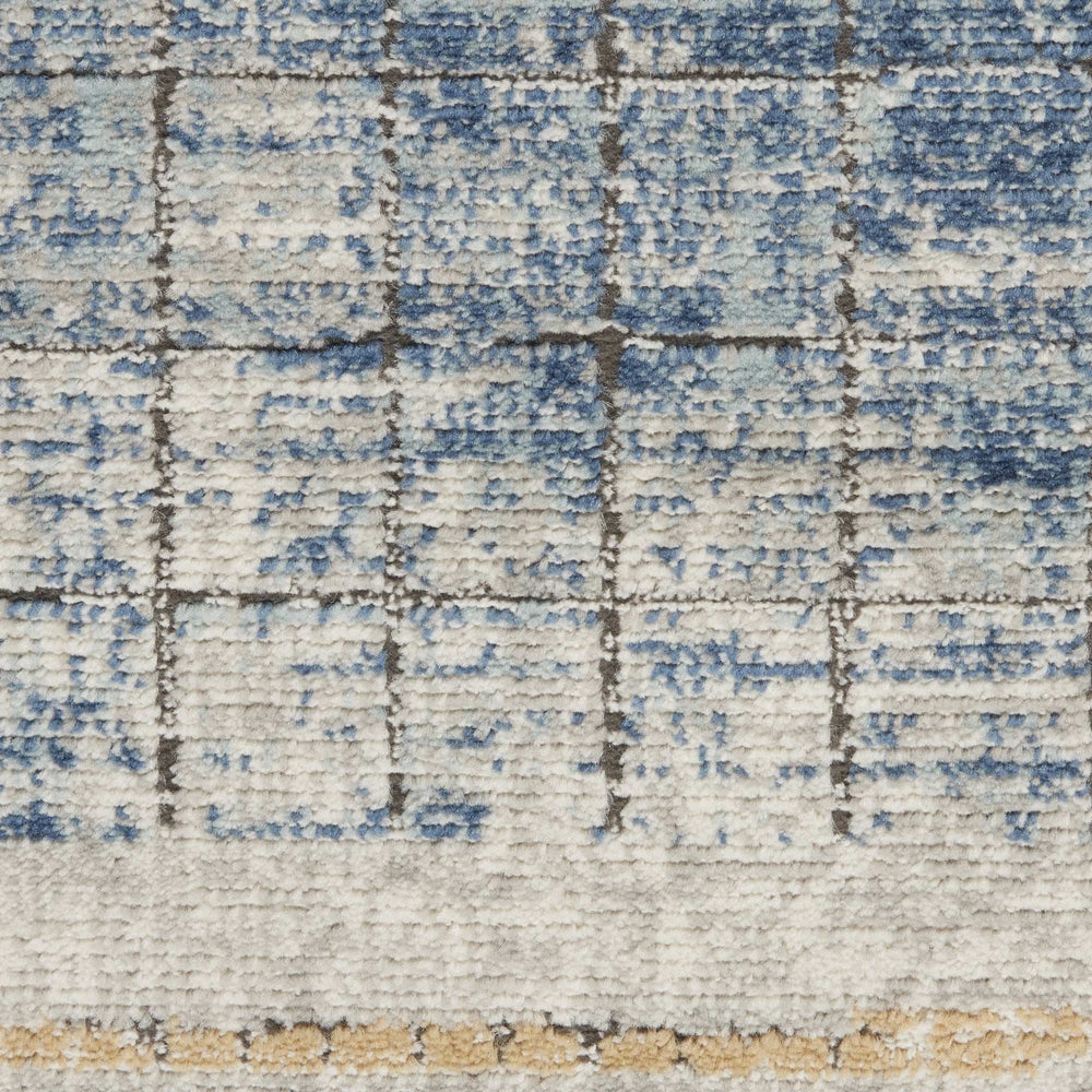 2' X 4' Blue Abstract Power Loom Distressed Non Skid Area Rug - Homeroots - Flyclothing LLC