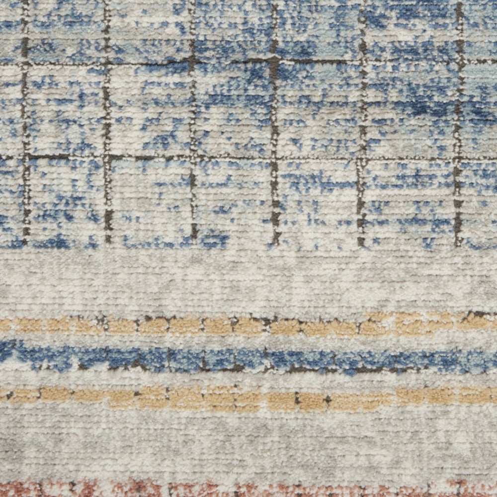 2' X 4' Blue Abstract Power Loom Distressed Non Skid Area Rug - Homeroots - Flyclothing LLC
