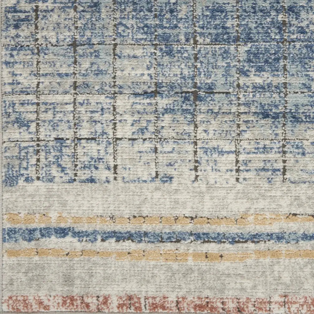 2' X 4' Blue Abstract Power Loom Distressed Non Skid Area Rug - Homeroots - Flyclothing LLC