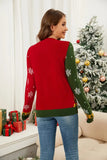 Nutcracker Contrast V-Neck Long Sleeve Cardigan - Trendsi