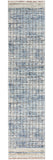 2' X 8' Blue Abstract Power Loom Distressed Non Skid Runner Rug