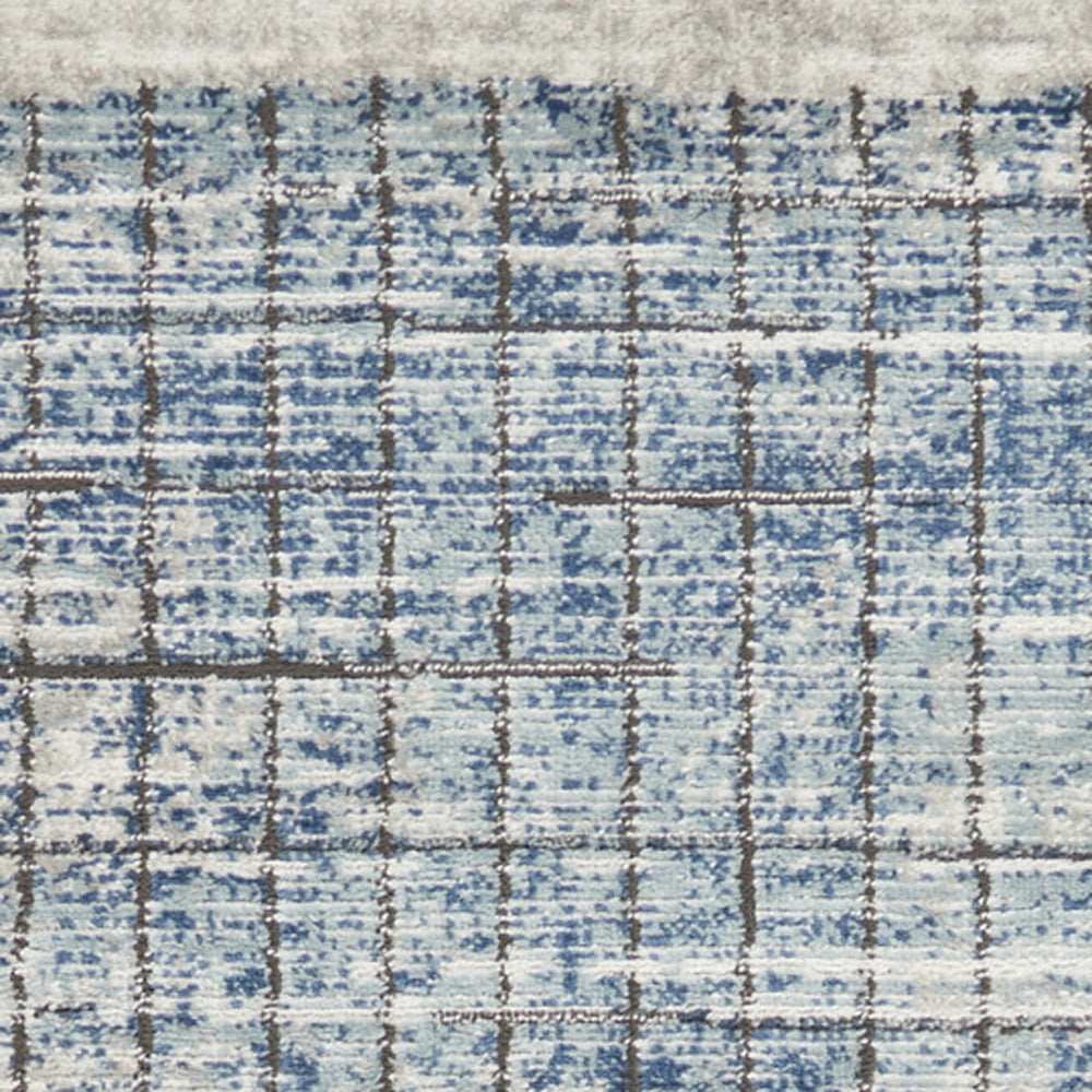 2' X 8' Blue Abstract Power Loom Distressed Non Skid Runner Rug - Homeroots - Flyclothing LLC