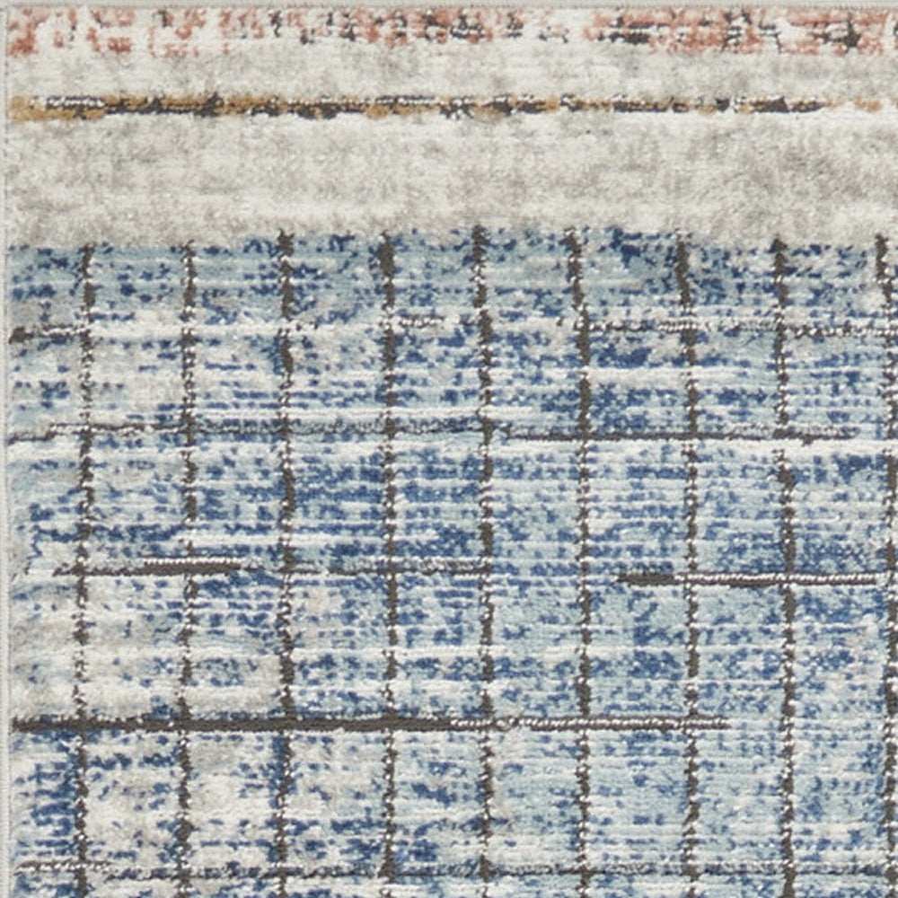 2' X 8' Blue Abstract Power Loom Distressed Non Skid Runner Rug - Homeroots - Flyclothing LLC