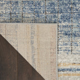 4' X 6' Blue Abstract Power Loom Distressed Non Skid Area Rug