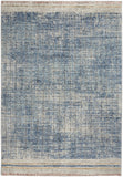 4' X 6' Blue Abstract Power Loom Distressed Non Skid Area Rug