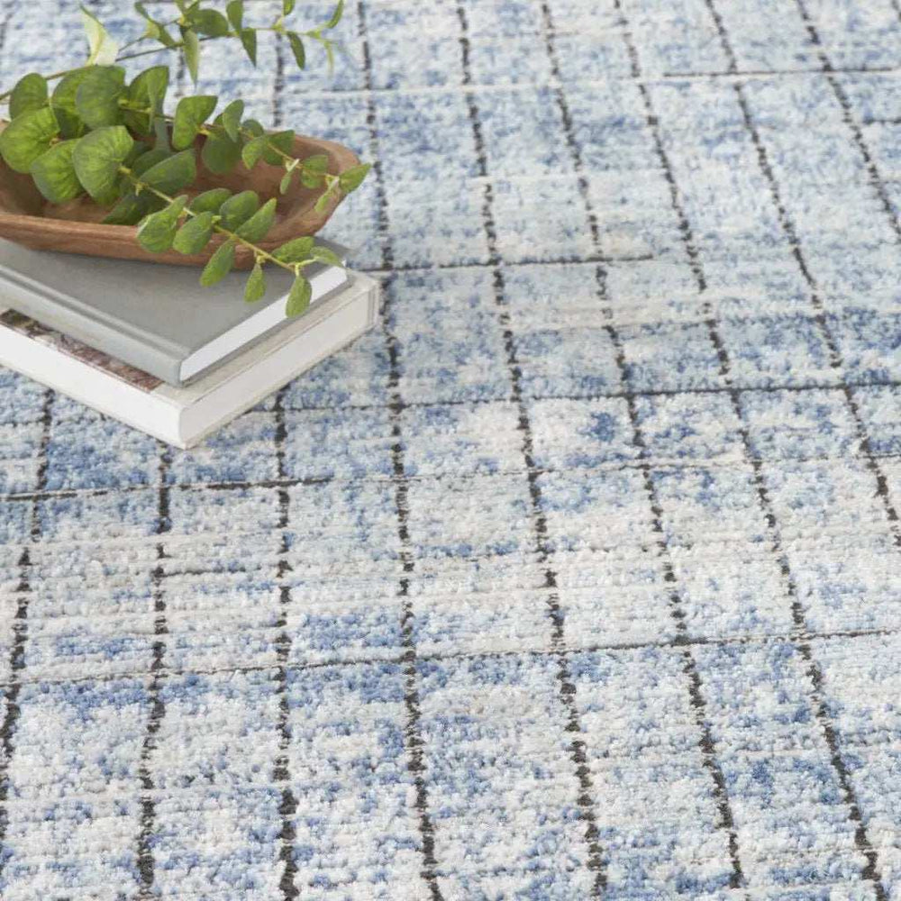 4' X 6' Blue Abstract Power Loom Distressed Non Skid Area Rug - Homeroots - Flyclothing LLC