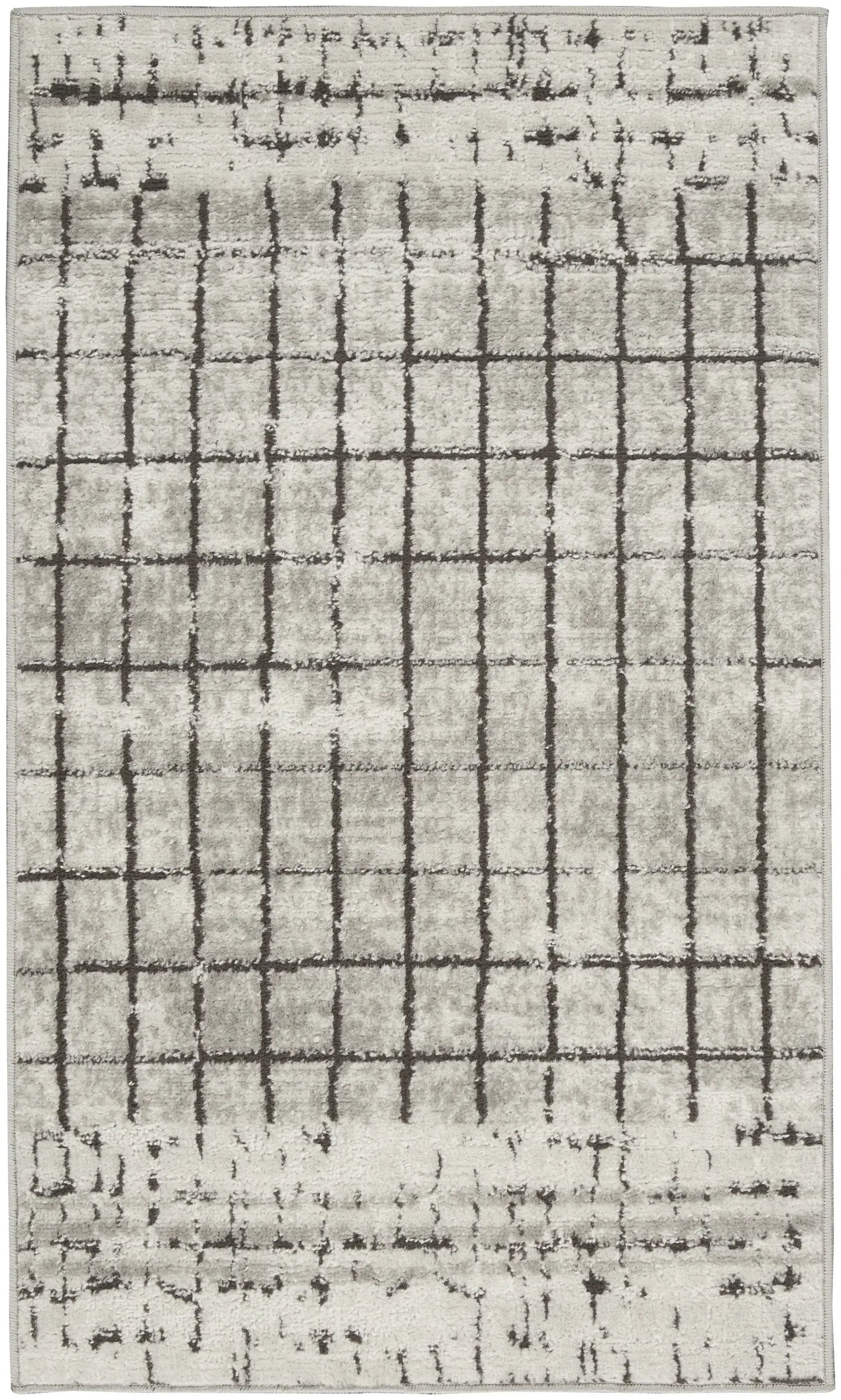 2' X 4' Ivory And Grey Abstract Power Loom Distressed Non Skid Area Rug - Homeroots - Flyclothing LLC