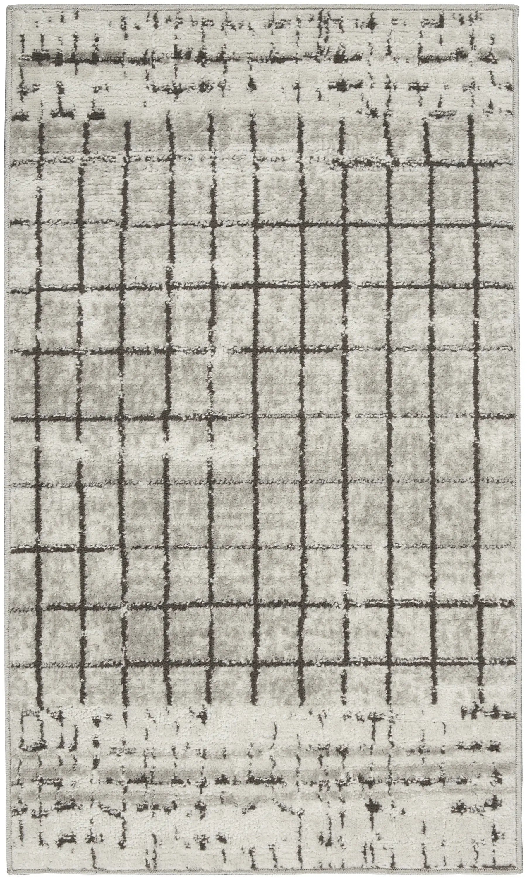2' X 4' Ivory And Grey Abstract Power Loom Distressed Non Skid Area Rug - Homeroots - Flyclothing LLC