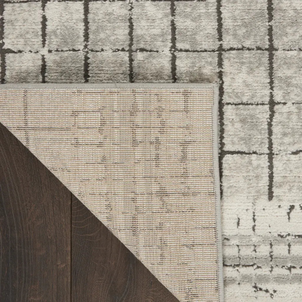 2' X 4' Ivory And Grey Abstract Power Loom Distressed Non Skid Area Rug - Homeroots - Flyclothing LLC