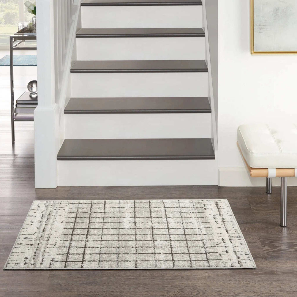 2' X 4' Ivory And Grey Abstract Power Loom Distressed Non Skid Area Rug - Homeroots - Flyclothing LLC