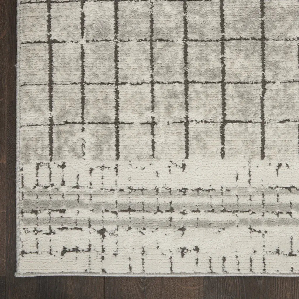 2' X 4' Ivory And Grey Abstract Power Loom Distressed Non Skid Area Rug - Homeroots - Flyclothing LLC
