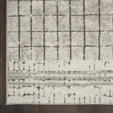 2' X 4' Ivory And Grey Abstract Power Loom Distressed Non Skid Area Rug