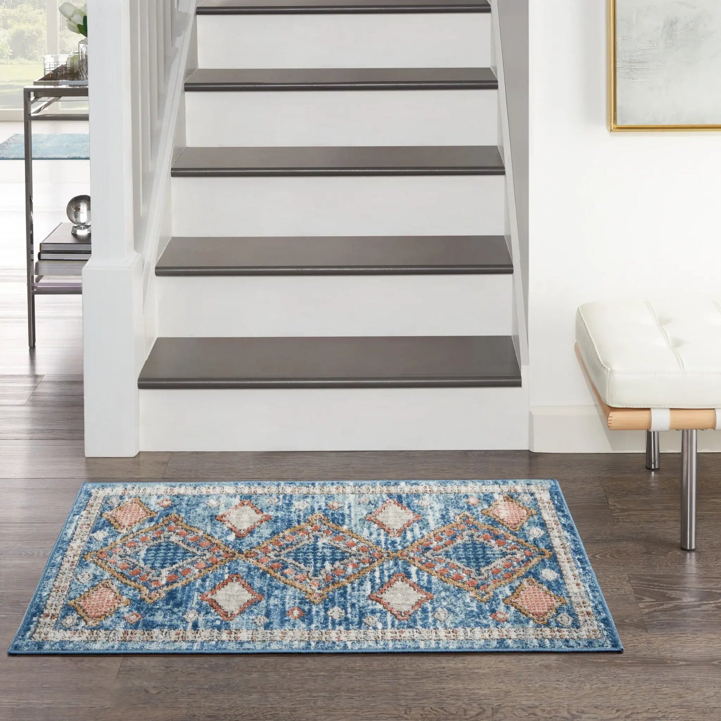 2' X 4' Blue Southwestern Power Loom Non Skid Area Rug - Homeroots - Flyclothing LLC