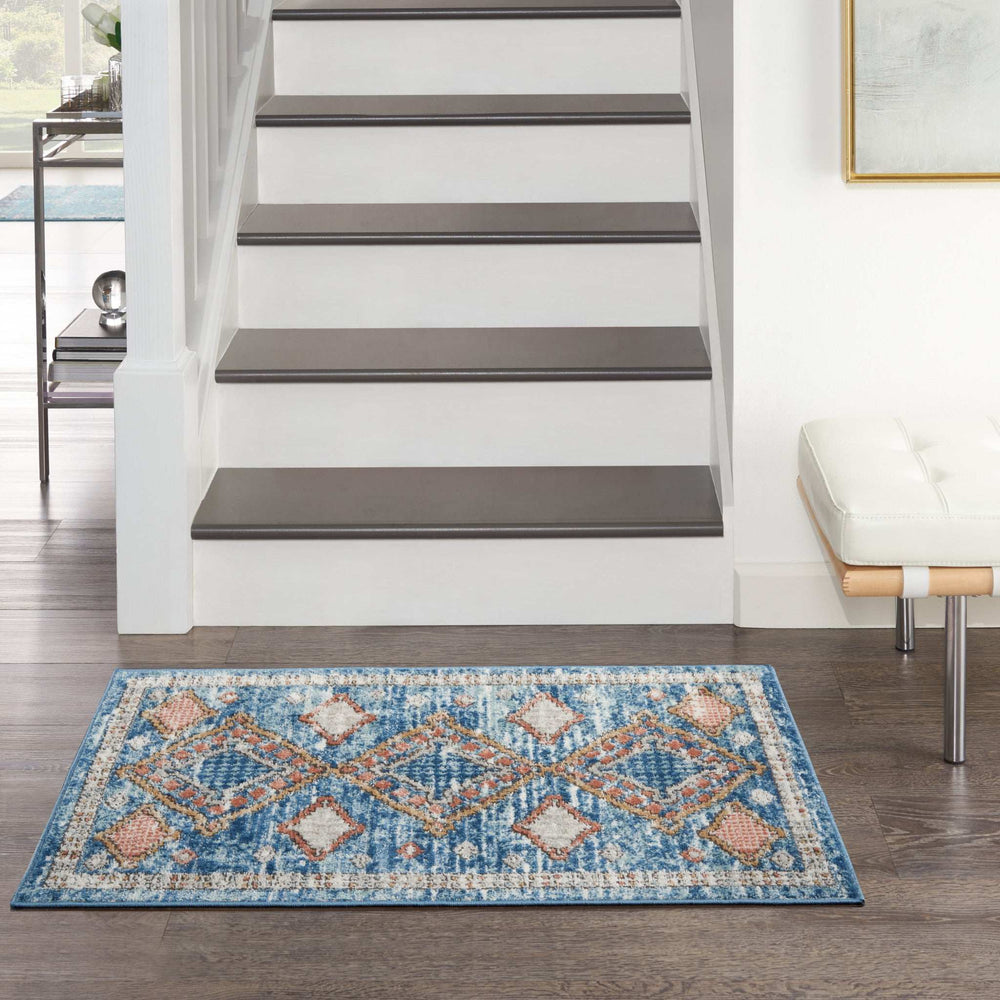 2' X 4' Blue Southwestern Power Loom Non Skid Area Rug - Homeroots - Flyclothing LLC