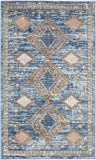 3' X 5' Blue Southwestern Power Loom Non Skid Area Rug