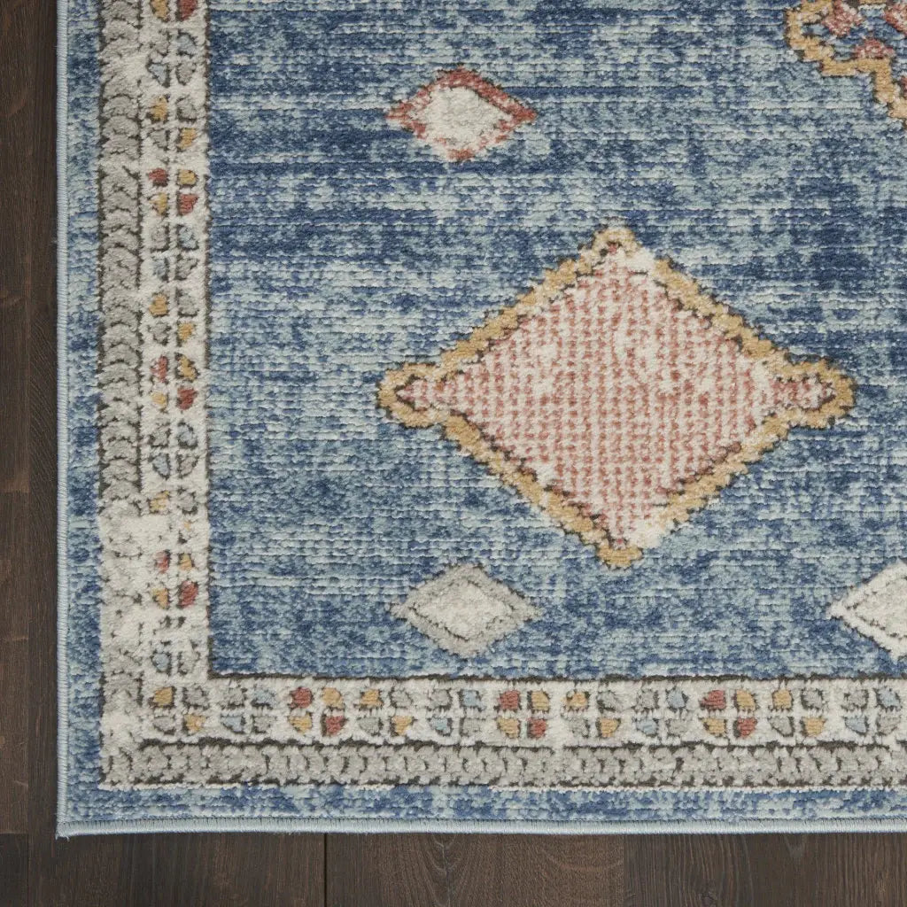 3' X 5' Blue Southwestern Power Loom Non Skid Area Rug - Homeroots - Flyclothing LLC