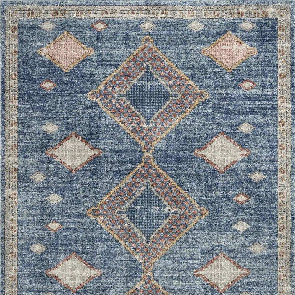 4' X 6' Blue Southwestern Power Loom Non Skid Area Rug - Homeroots - Flyclothing LLC