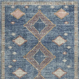 4' X 6' Blue Southwestern Power Loom Non Skid Area Rug - Homeroots