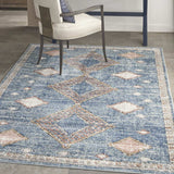 4' X 6' Blue Southwestern Power Loom Non Skid Area Rug - Homeroots - Flyclothing LLC