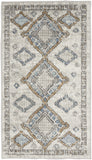 2' X 4' Ivory Grey And Blue Southwestern Power Loom Non Skid Area Rug