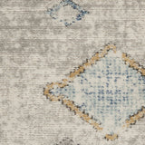 2' X 4' Ivory Grey And Blue Southwestern Power Loom Non Skid Area Rug - Homeroots - Flyclothing LLC