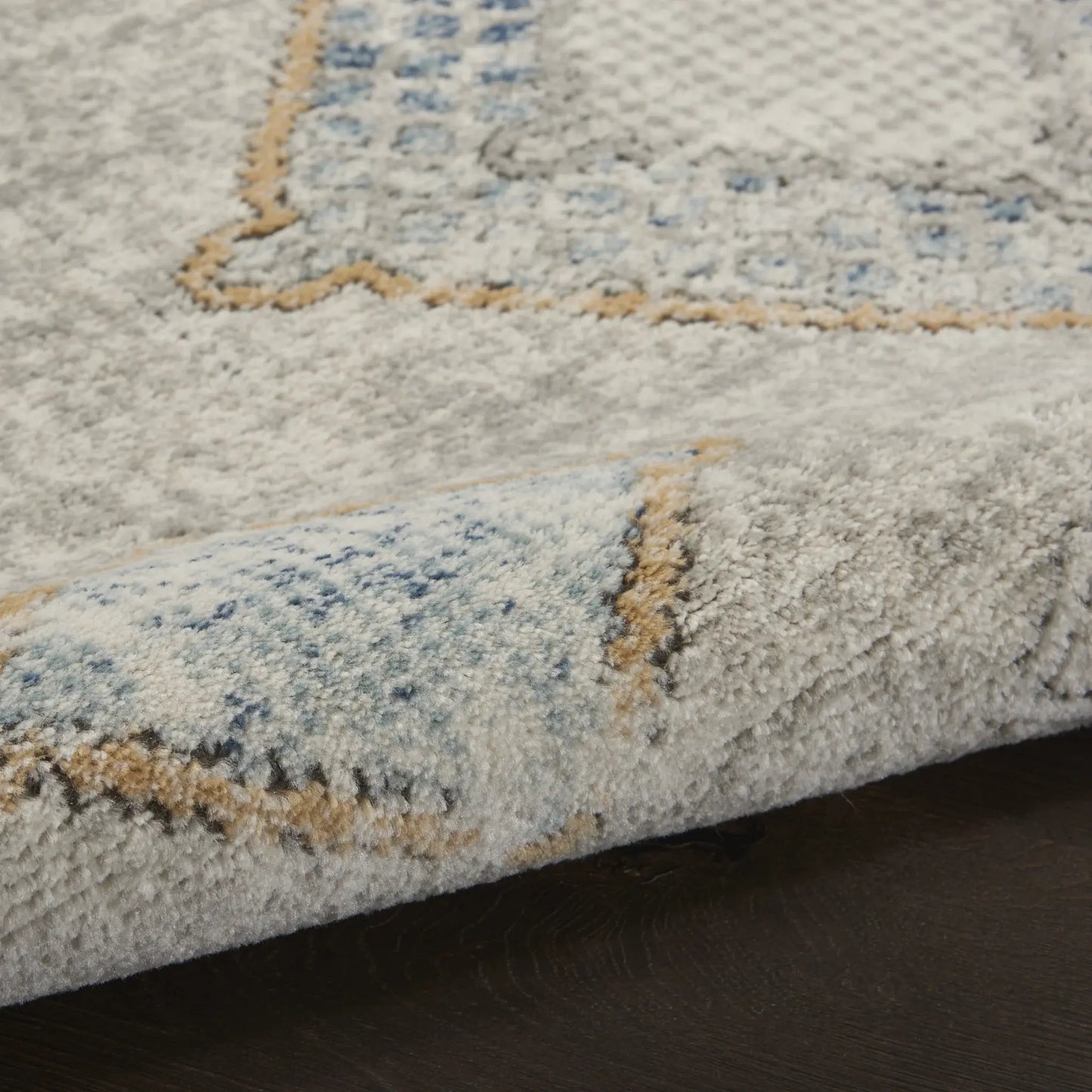 3' X 5' Ivory Grey And Blue Southwestern Power Loom Non Skid Area Rug - Homeroots - Flyclothing LLC