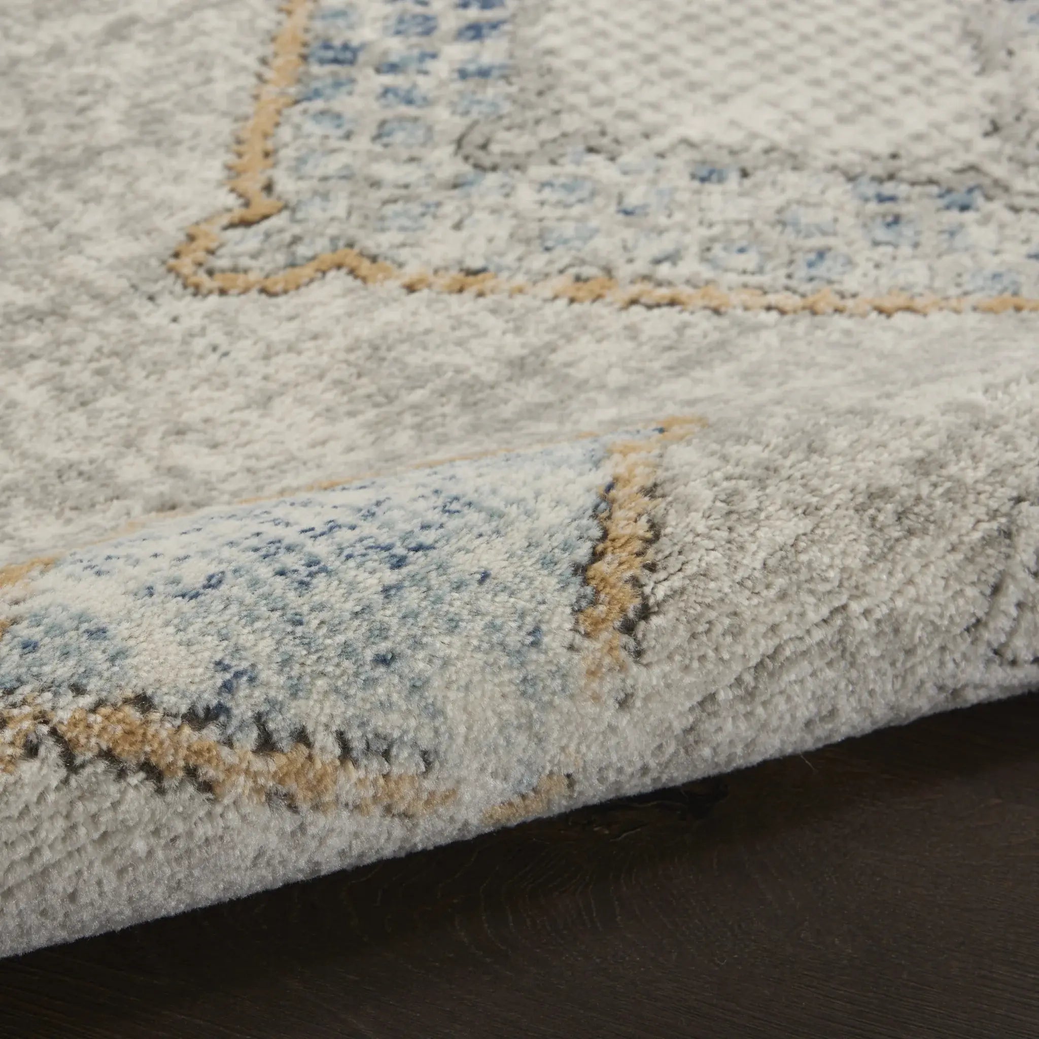 3' X 5' Ivory Grey And Blue Southwestern Power Loom Non Skid Area Rug - Homeroots - Flyclothing LLC