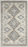 3' X 5' Ivory Grey And Blue Southwestern Power Loom Non Skid Area Rug