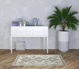 3' X 5' Ivory Grey And Blue Southwestern Power Loom Non Skid Area Rug - Homeroots