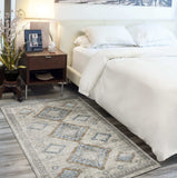 3' X 5' Ivory Grey And Blue Southwestern Power Loom Non Skid Area Rug - Homeroots - Flyclothing LLC