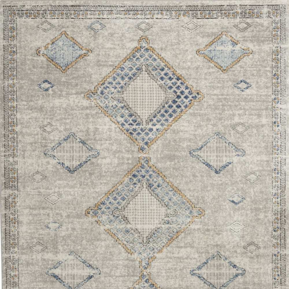4' X 6' Ivory Grey And Blue Southwestern Power Loom Non Skid Area Rug - Homeroots - Flyclothing LLC