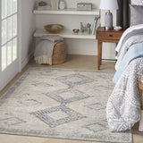 4' X 6' Ivory Grey And Blue Southwestern Power Loom Non Skid Area Rug - Homeroots - Flyclothing LLC