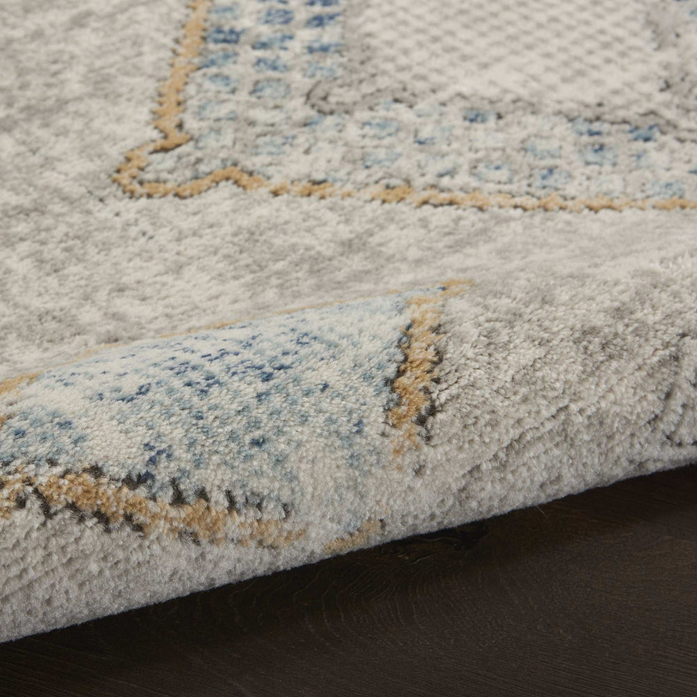 5' X 7' Ivory Grey And Blue Southwestern Power Loom Non Skid Area Rug - Homeroots - Flyclothing LLC