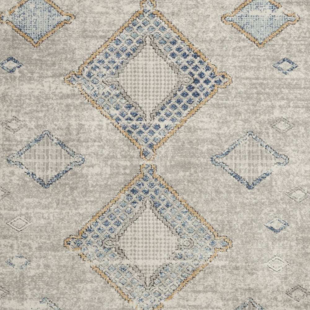 5' X 7' Ivory Grey And Blue Southwestern Power Loom Non Skid Area Rug - Homeroots - Flyclothing LLC