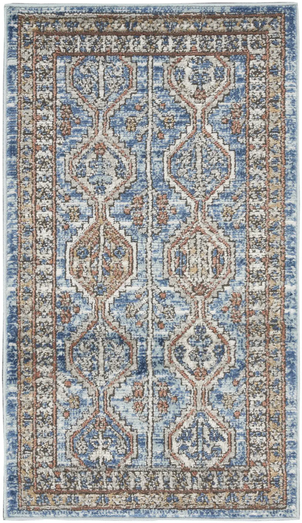 2' X 4' Blue Southwestern Power Loom Non Skid Area Rug - Homeroots - Flyclothing LLC