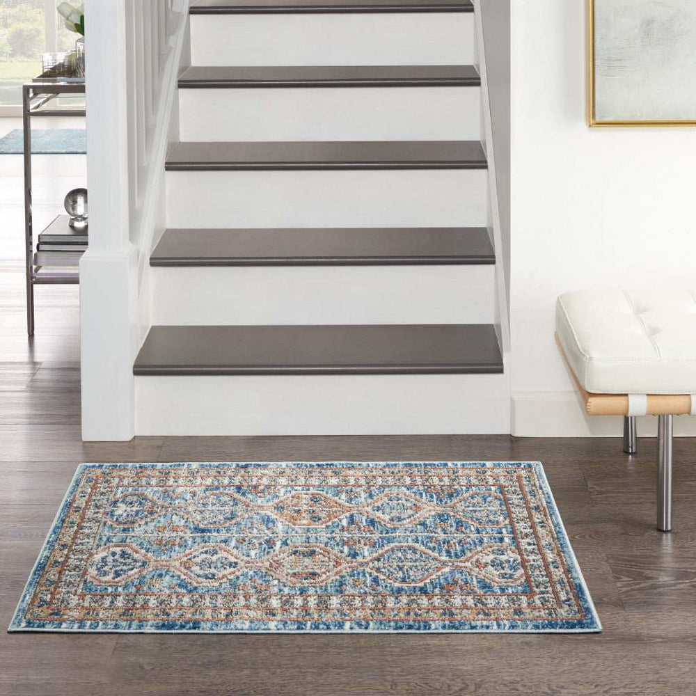 2' X 4' Blue Southwestern Power Loom Non Skid Area Rug - Homeroots - Flyclothing LLC