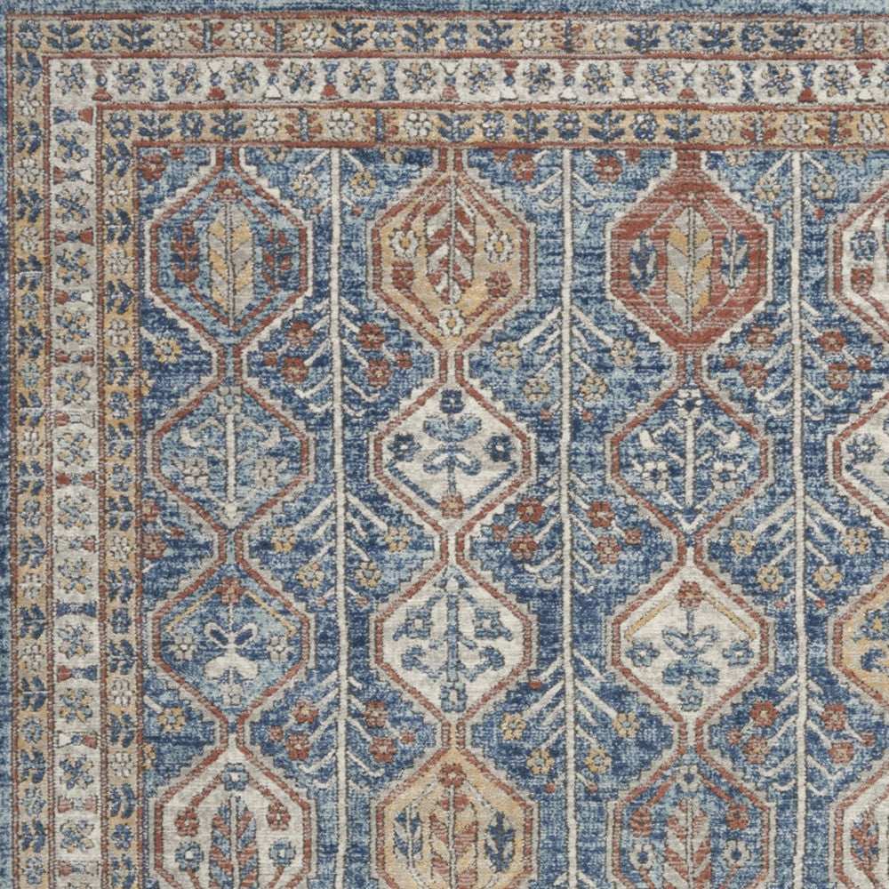 4' X 6' Blue Southwestern Power Loom Non Skid Area Rug - Homeroots - Flyclothing LLC