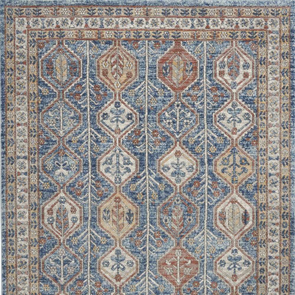 4' X 6' Blue Southwestern Power Loom Non Skid Area Rug - Homeroots - Flyclothing LLC