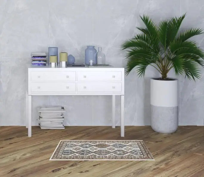 2' X 4' Ivory Southwestern Power Loom Non Skid Area Rug - Homeroots - Flyclothing LLC